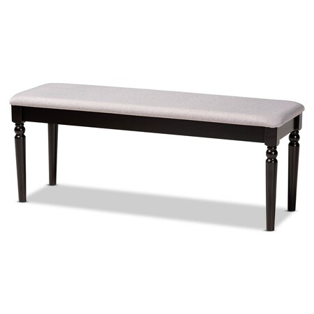 Baxton Studio Giovanni Grey Upholstered and Dark Brown Finished Wood Dining Bench 171-10924